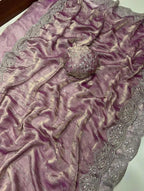 Fendy Chiffon Multi Sequence Emrodairy Work Saree