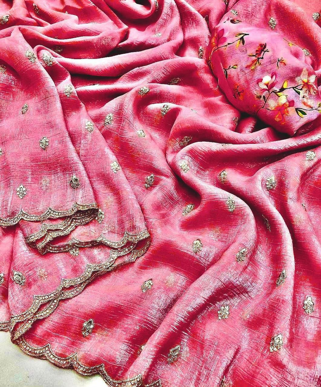 Georgette Crush Embroidery Saree