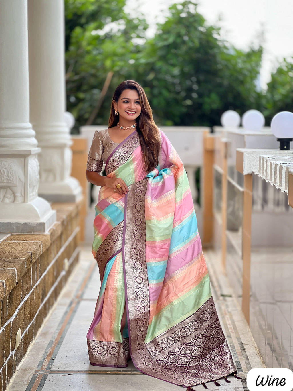 Soft Banarasi Multi Color Saree