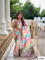 Soft Banarasi Multi Color Saree