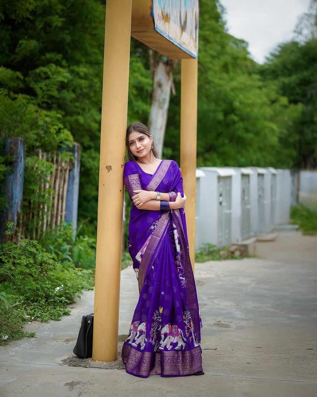 Heavy Purple Tussur Silk Saree