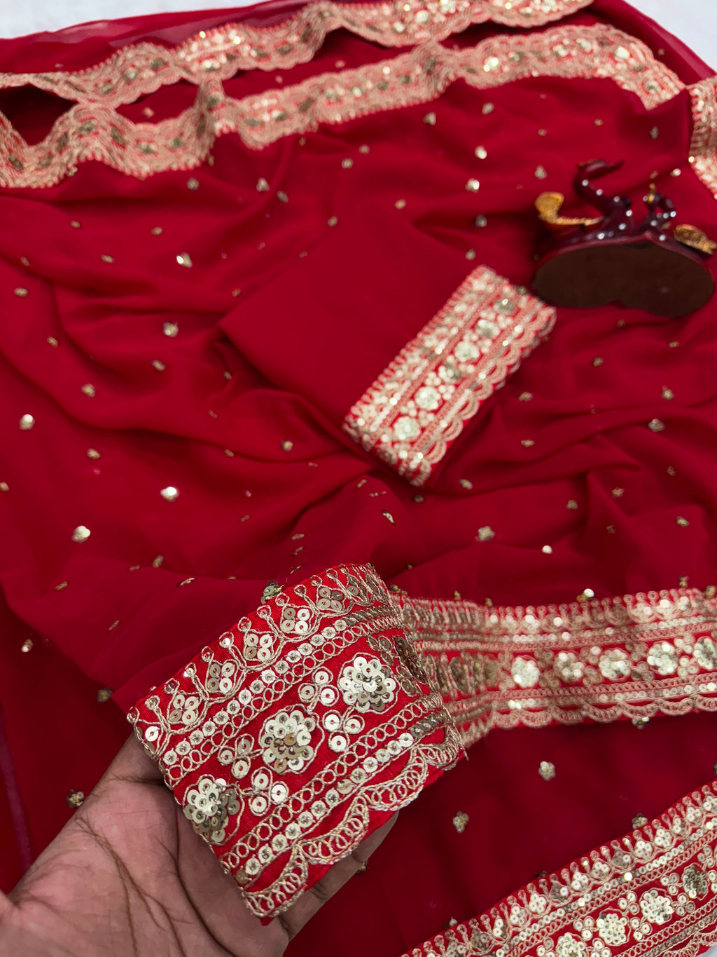 Wedding Special Pure Georgette Sequance  Saree
