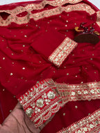 Wedding Special Pure Georgette Sequance  Saree