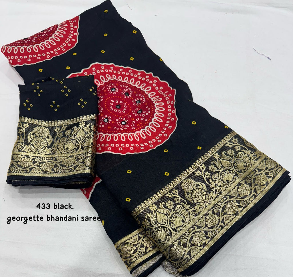 Soft Cotton Crape Saree With Bhandani Prints