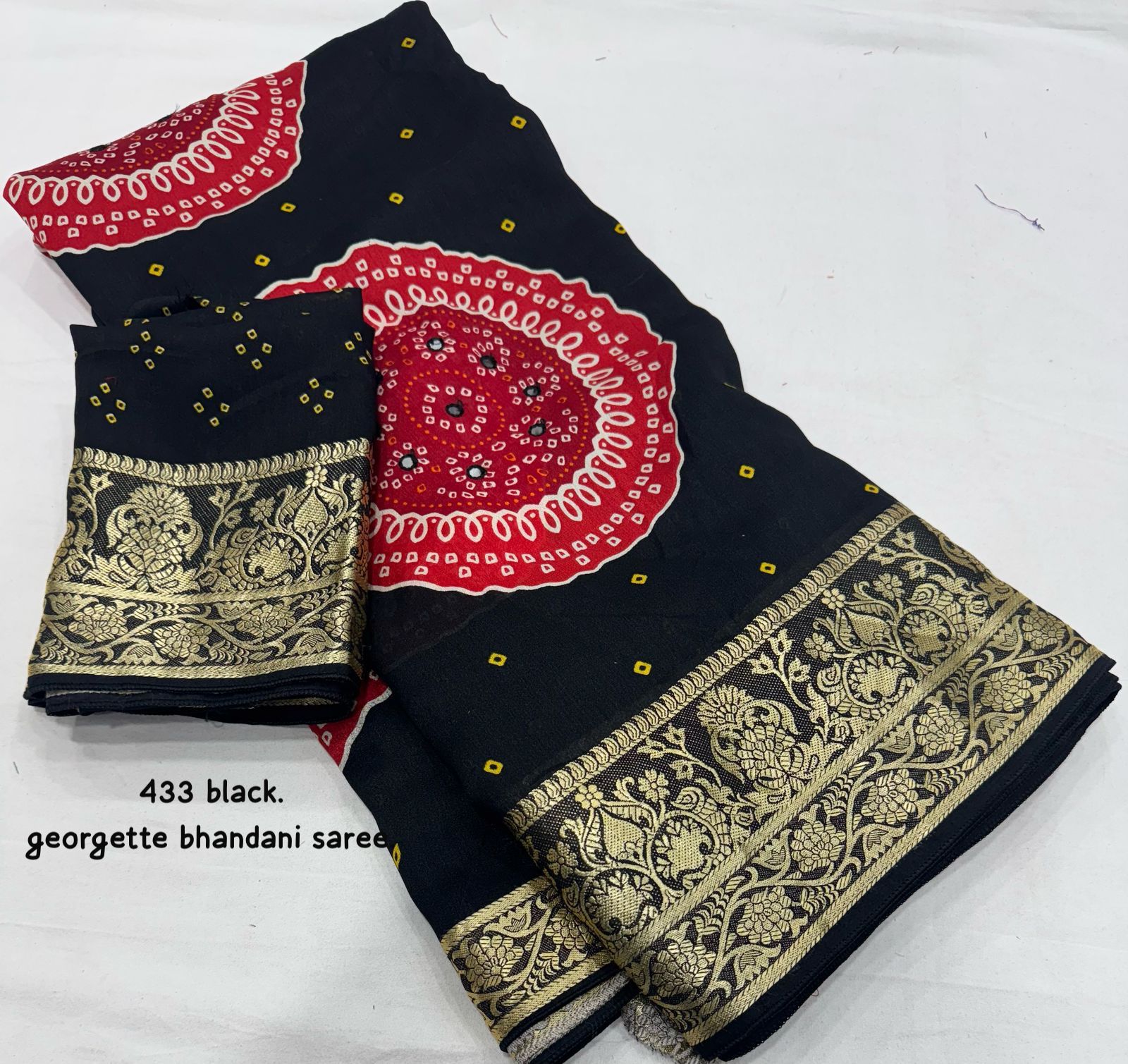 Soft Cotton Crape Saree With Bhandani Prints