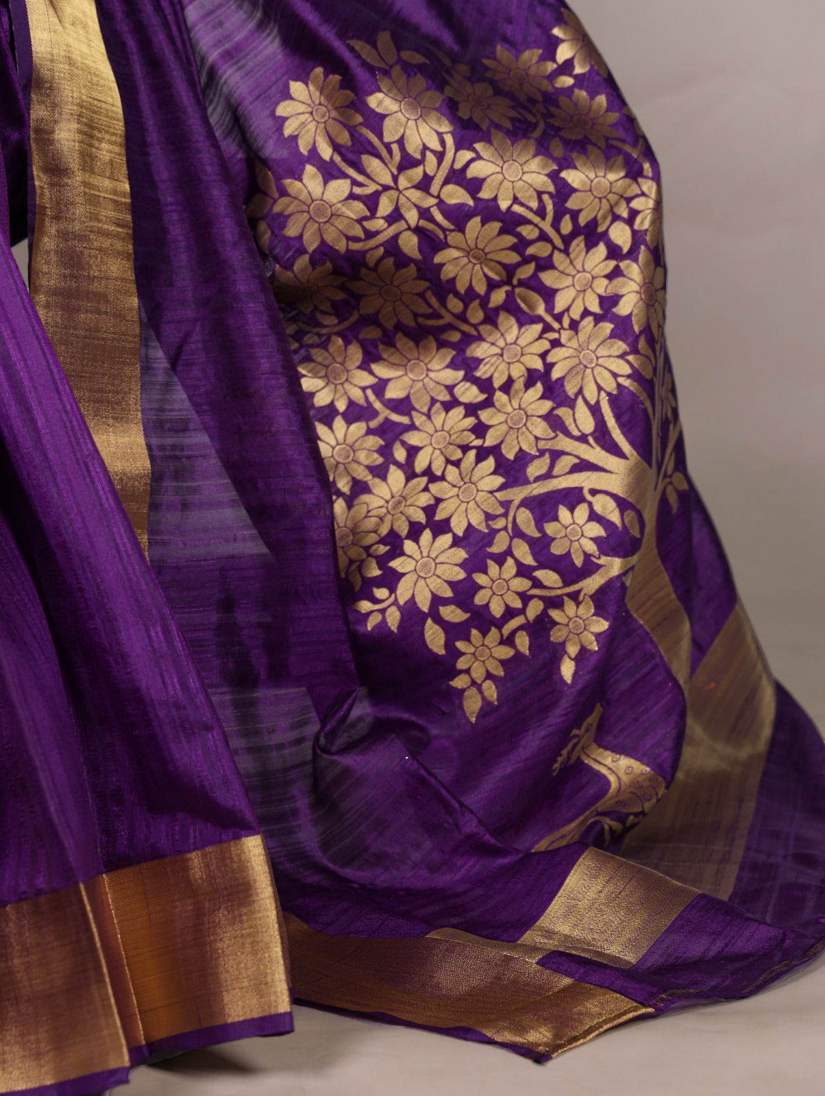 Dressing up for Onam in a raw silk saree