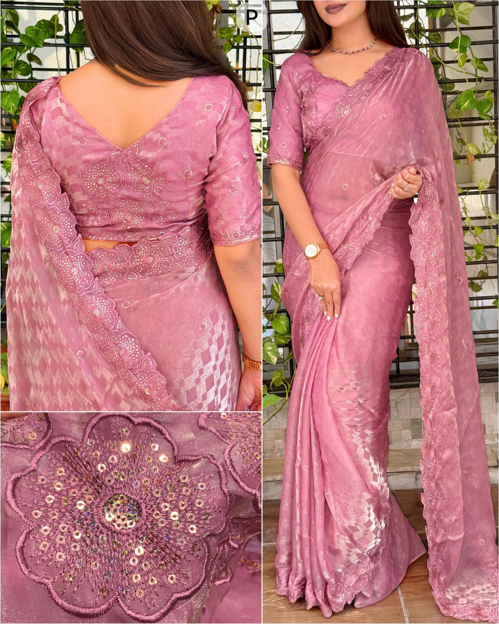 Fendy Satin Checks Saree