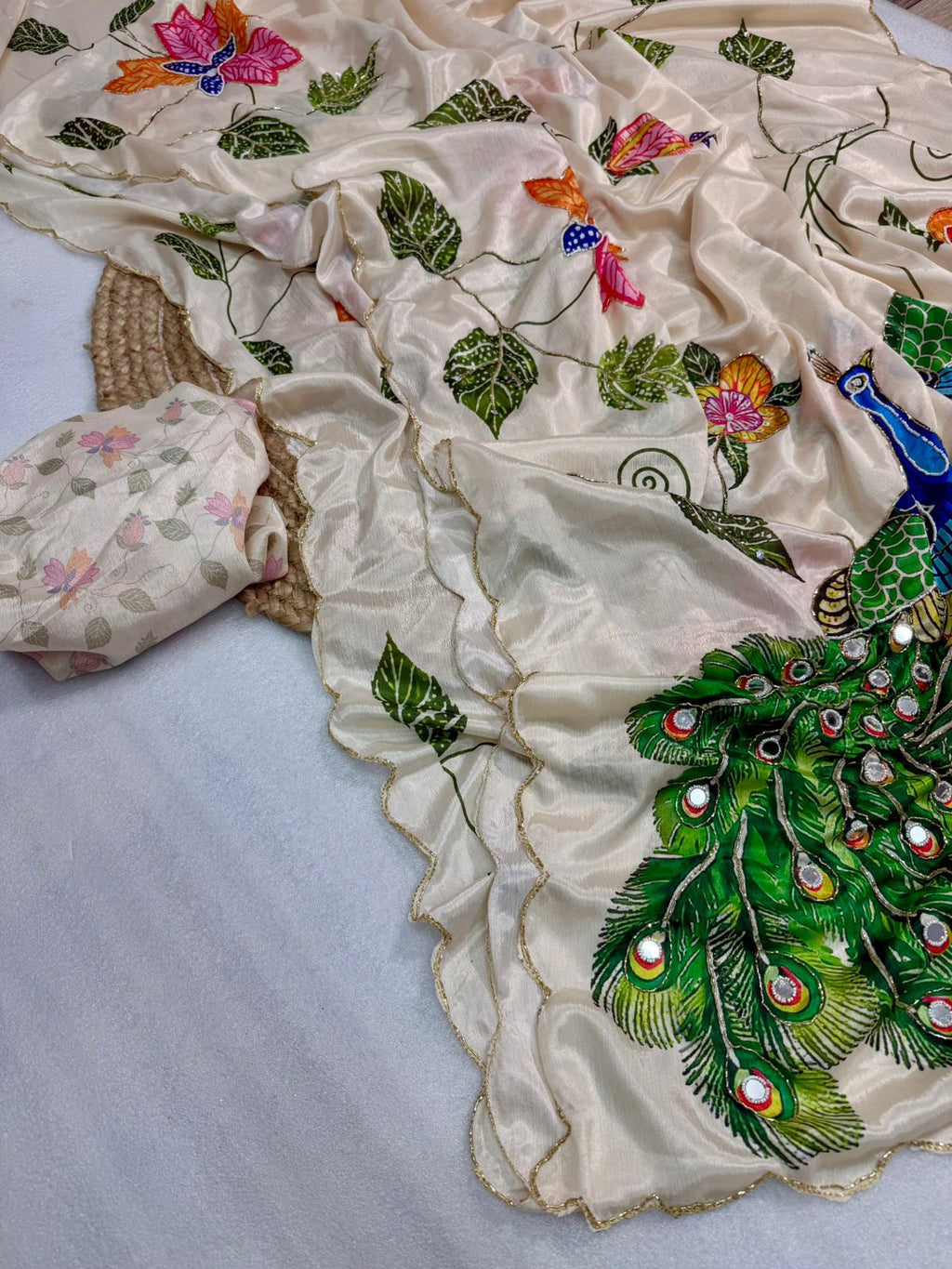 Handwork Elegance & Digital Print Saree