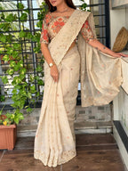 Nayanthara Linen Cotton Zari Weaving Saree
