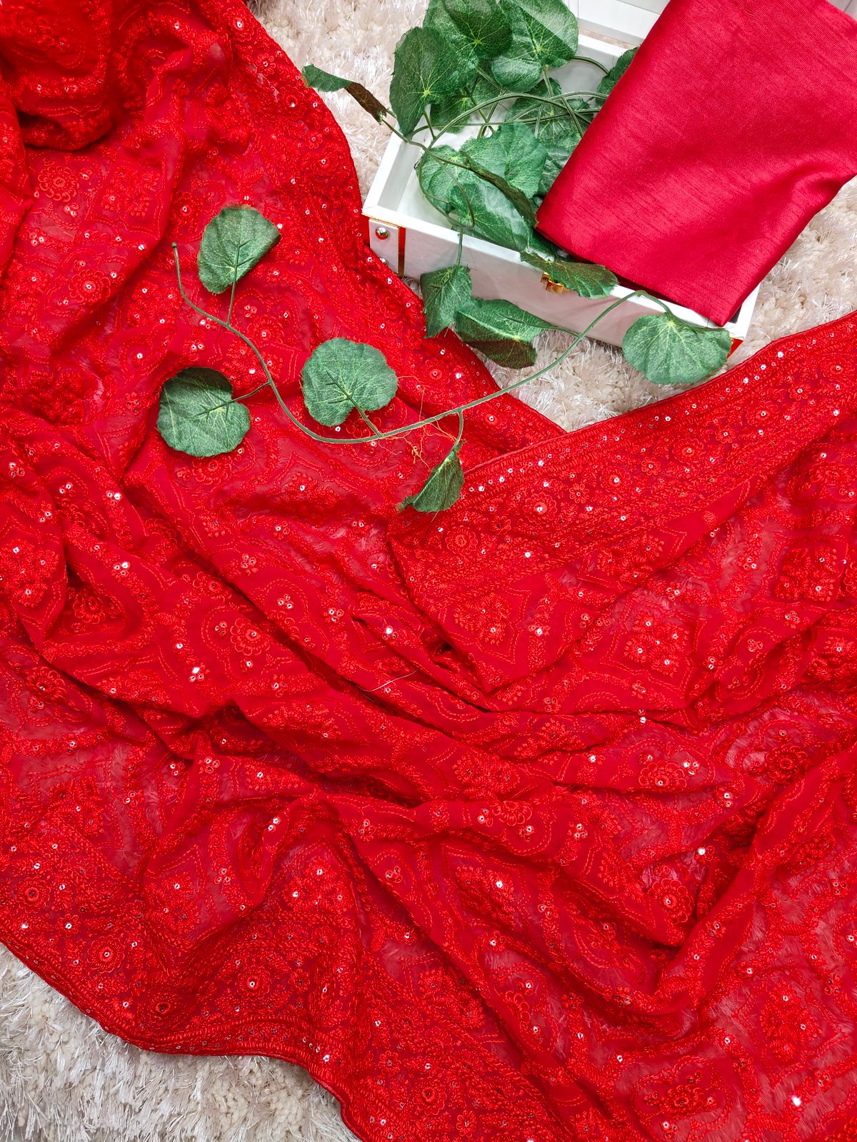 Faux Georgette fabric Saree