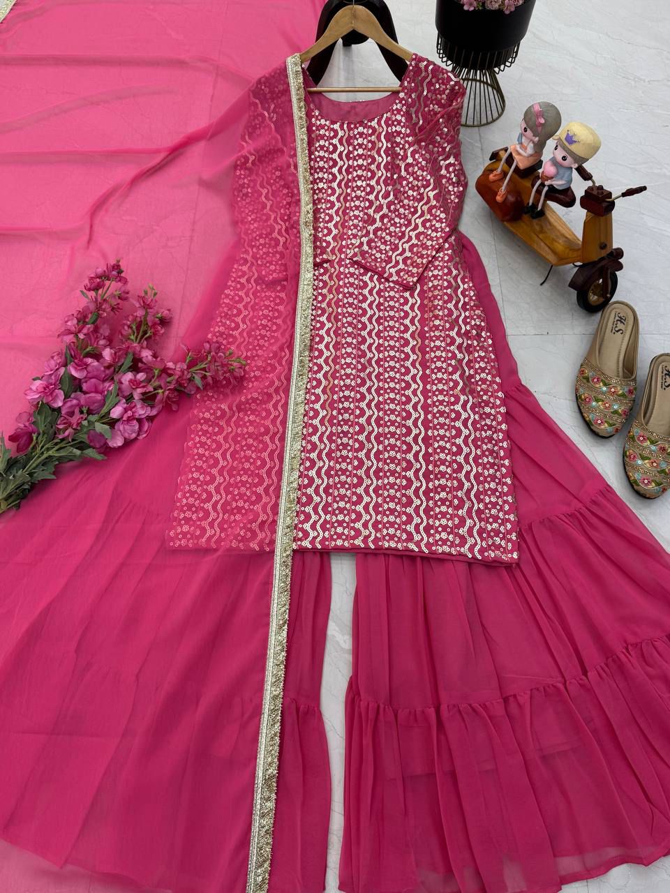 New Designer Party Top Pallazo & Dupatta Set👗