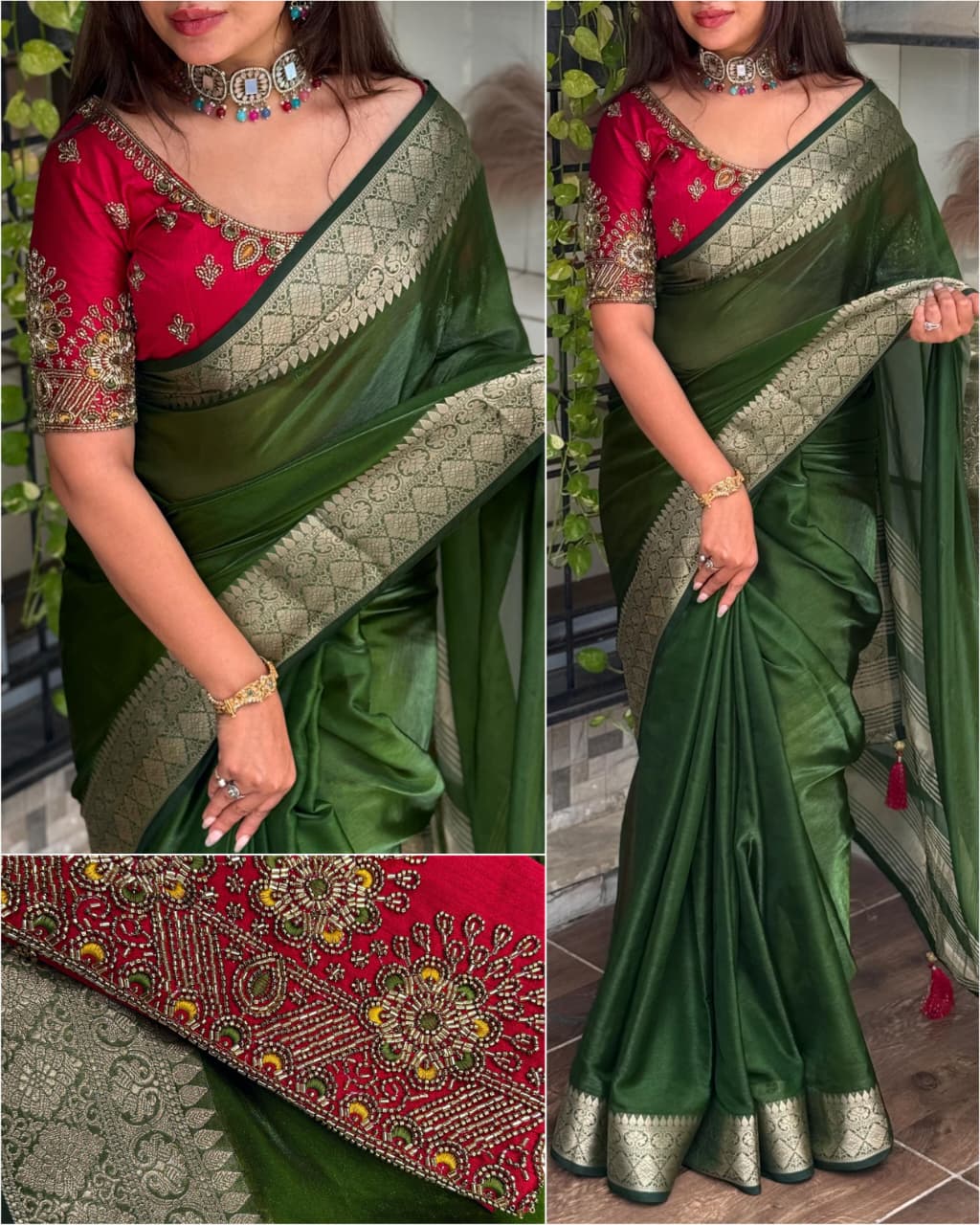 Princess Fandy Satin Work Blouse Saree