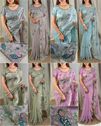 Gangaur Peacock Fandy Chiffon Saree
