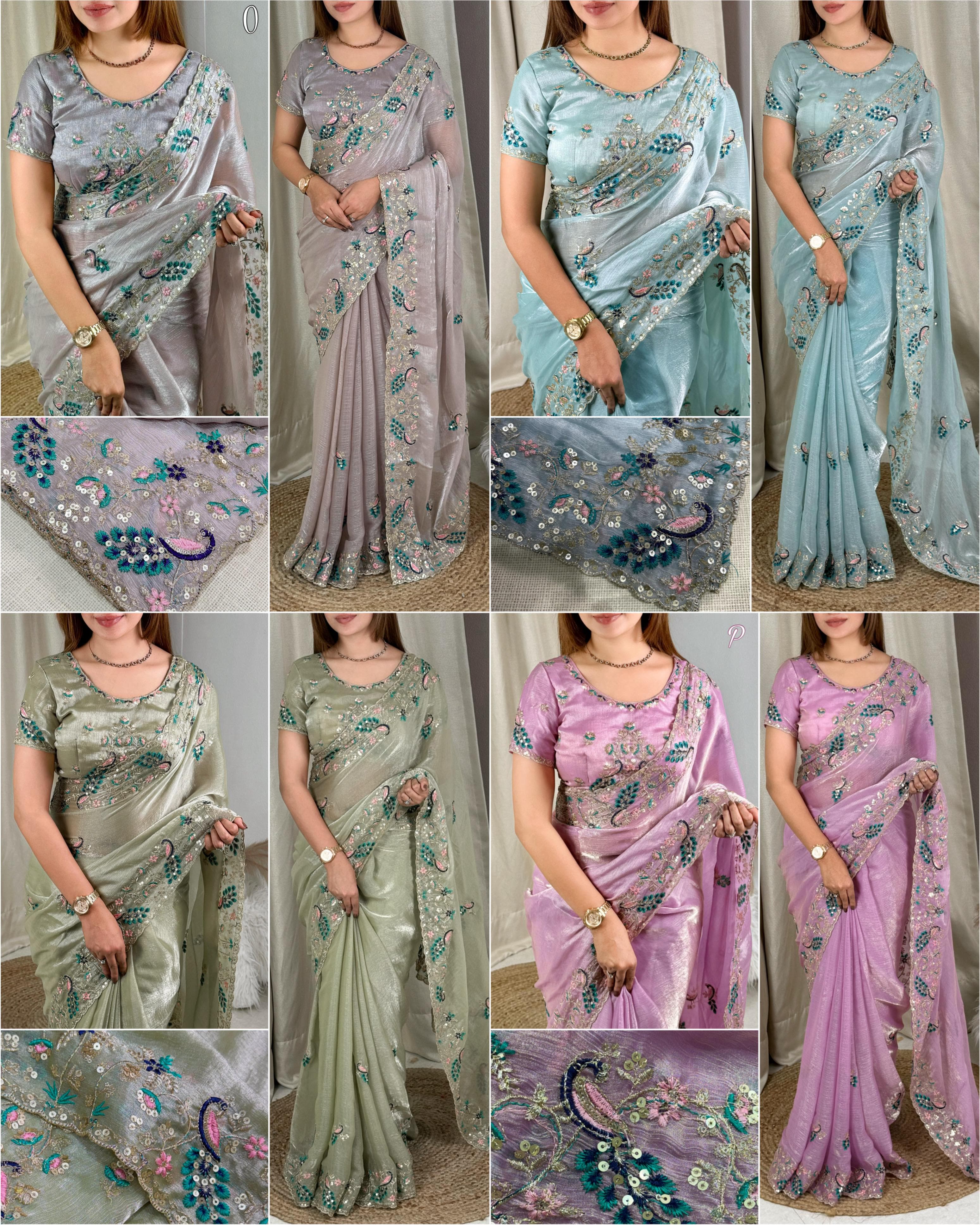Gangaur Peacock Fandy Chiffon Saree