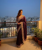 Soft Rangoli Silk Fabric Purple Saree