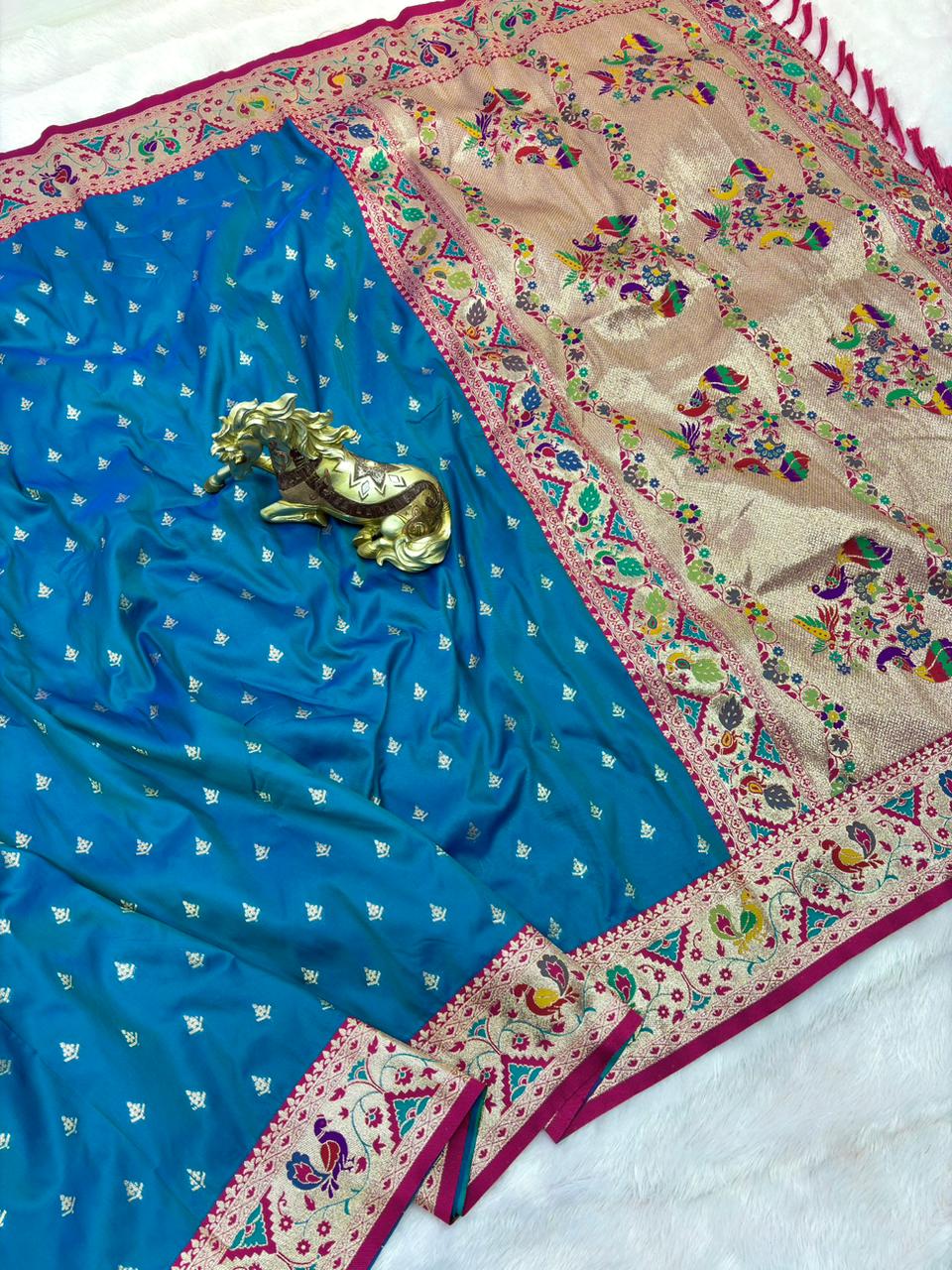 Soft Silk Paithani Saree With Gold Zari