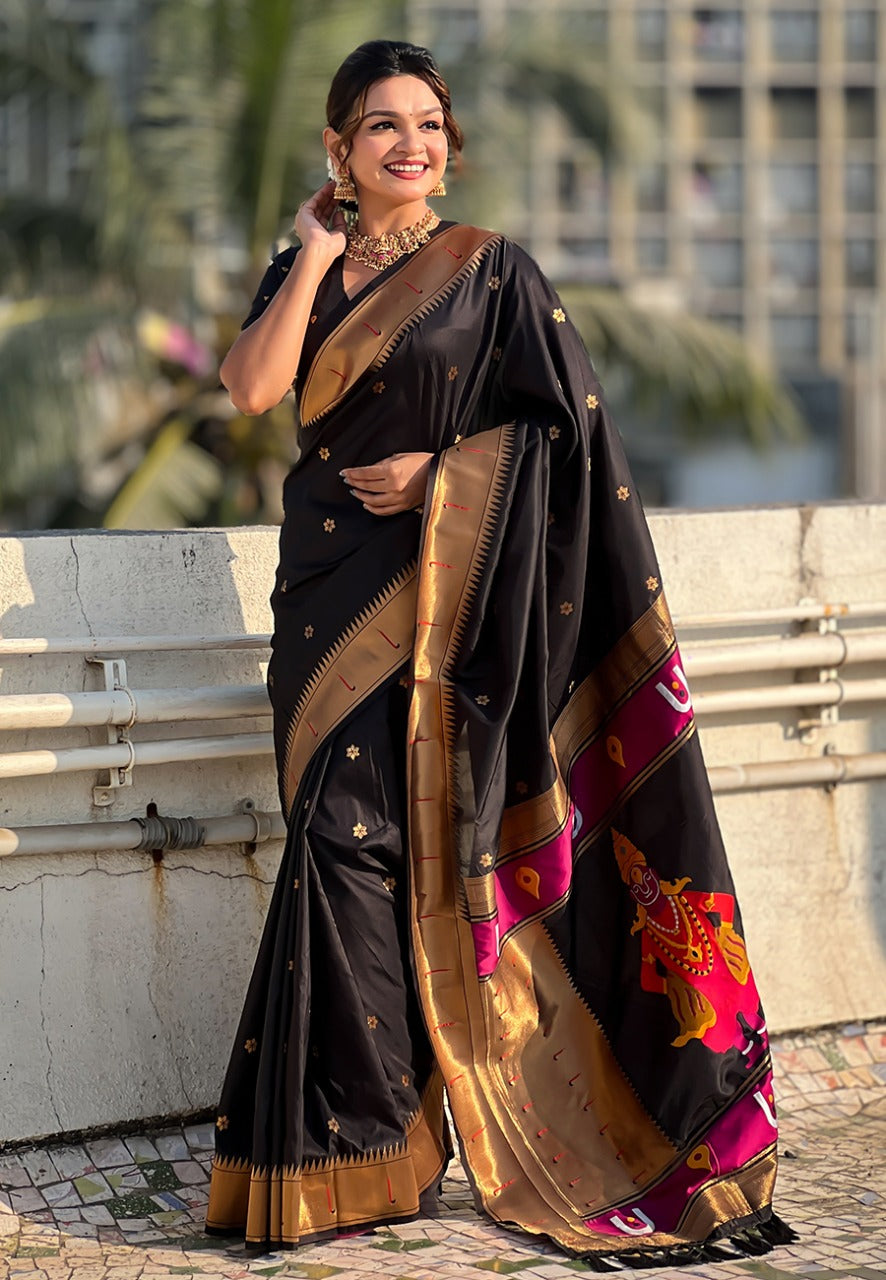 FLORAL MOTIFS PAITHANI SAREE