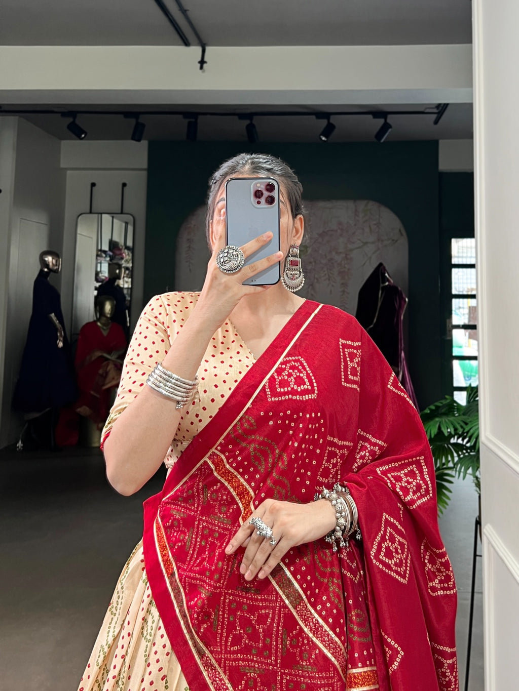 Tasar Silk Bandhej Lahenga