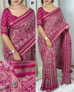 Ajrakh Print Mirror Work Saree