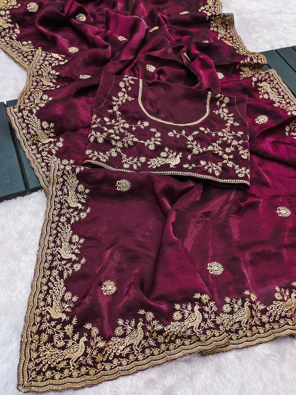 Heavy Fandy Satin Silk Saree