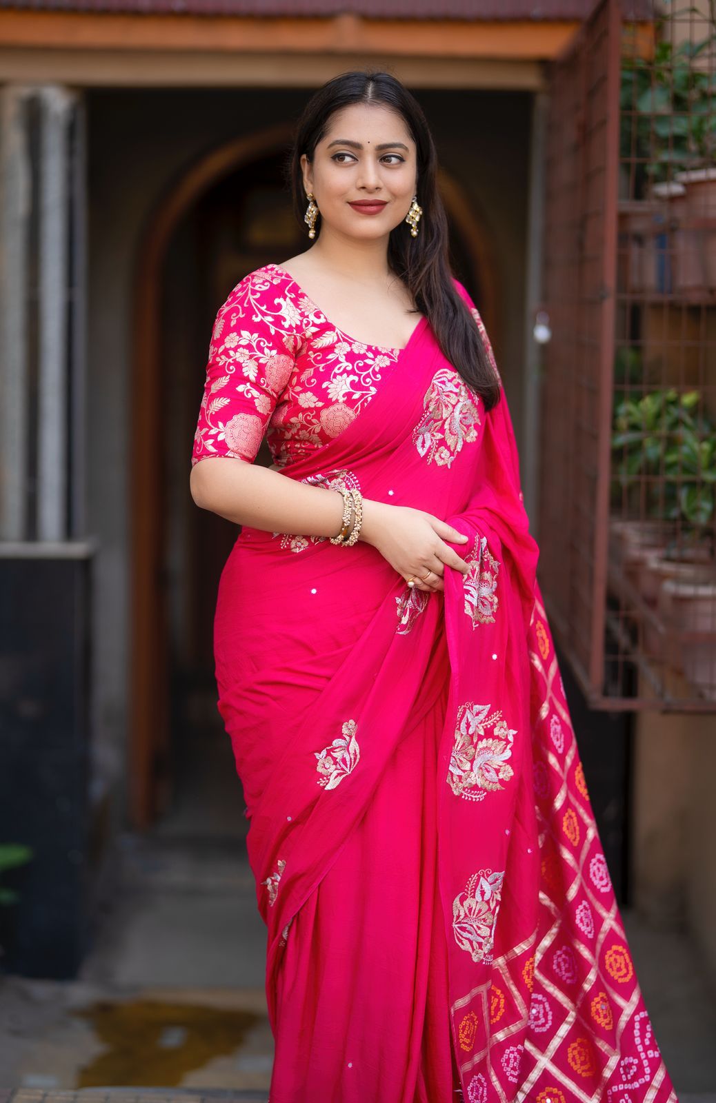 New pure chanderi gharchola emboridary saree