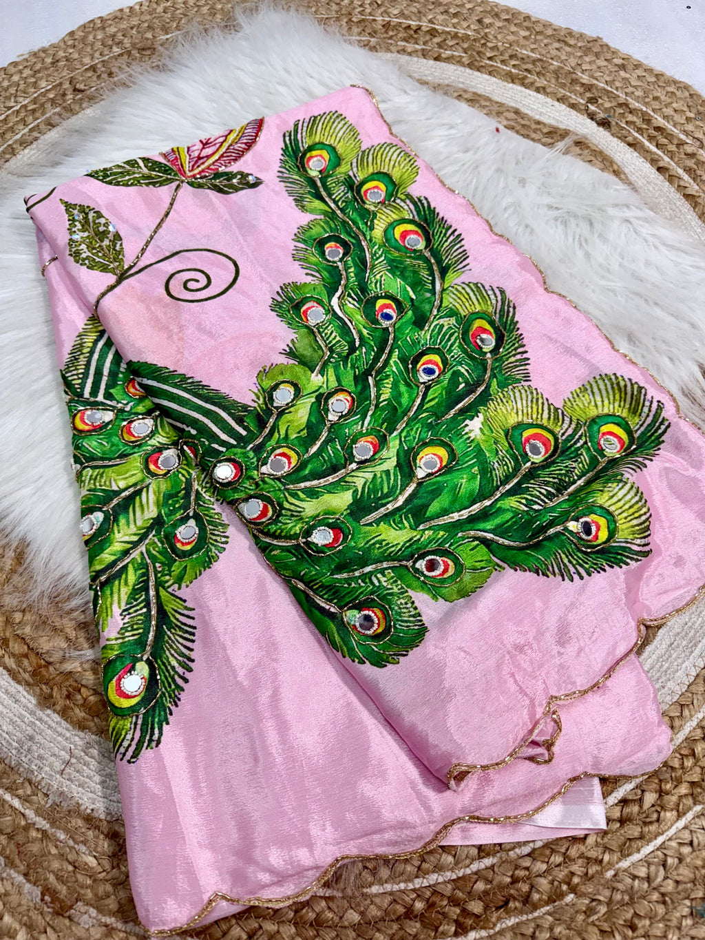 Handwork Elegance & Digital Print Saree