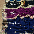 HEAVY GEORGETTE FABRIC ON BEAUTIFUL EMBROIDERY BUTTI WORK SAREE