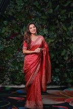 Pure Soft Banarasi Tissue Zari Crushed Silk Saree