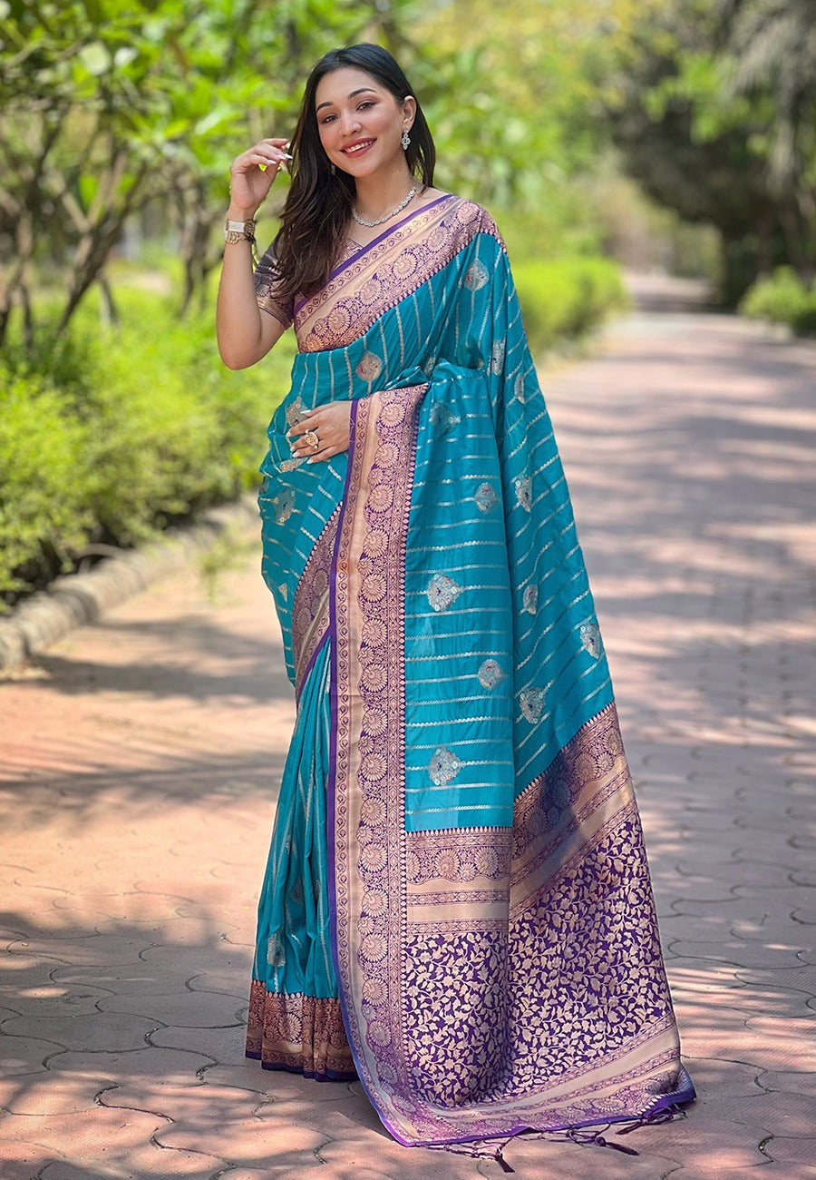 Soft Silk Saree With Rose Gold Motifs