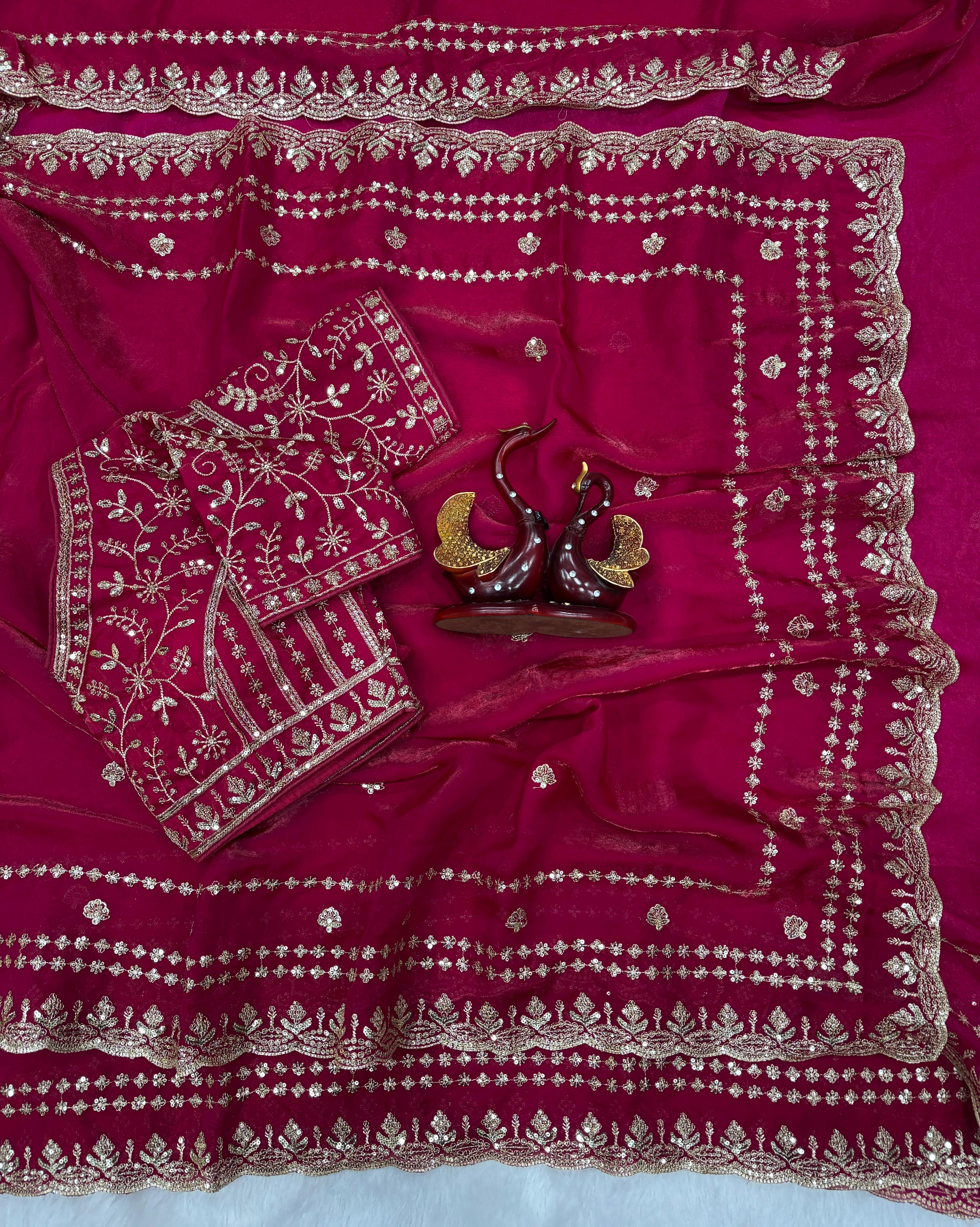 Wedding Special Soft Silk Embroidery Work Saree