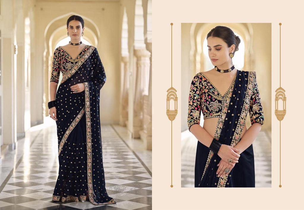HEAVY GEORGETTE FABRIC ON BEAUTIFUL EMBROIDERY BUTTI WORK SAREE
