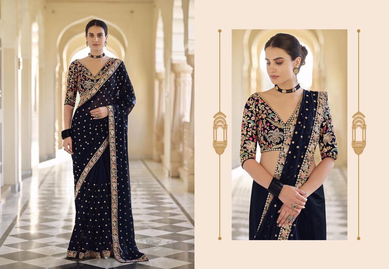 HEAVY GEORGETTE FABRIC ON BEAUTIFUL EMBROIDERY BUTTI WORK SAREE