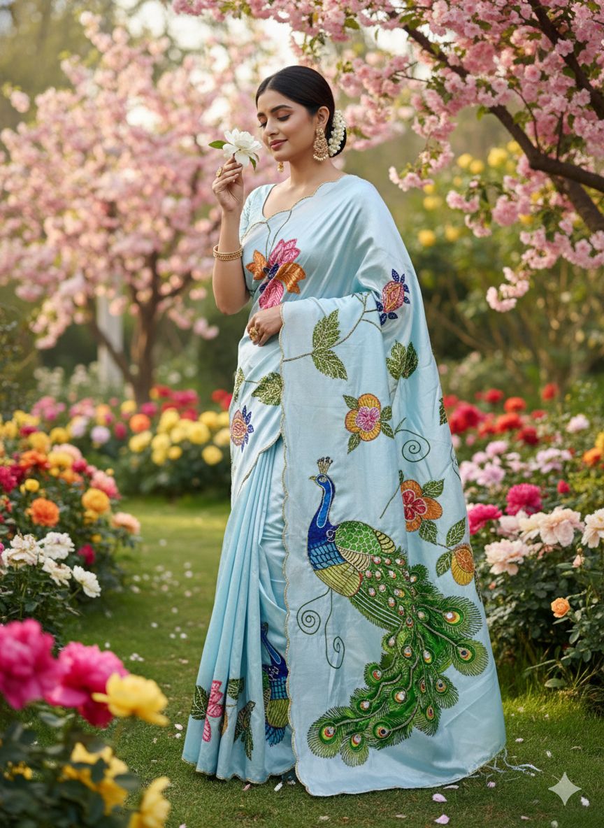 Handwork Elegance & Digital Print Saree