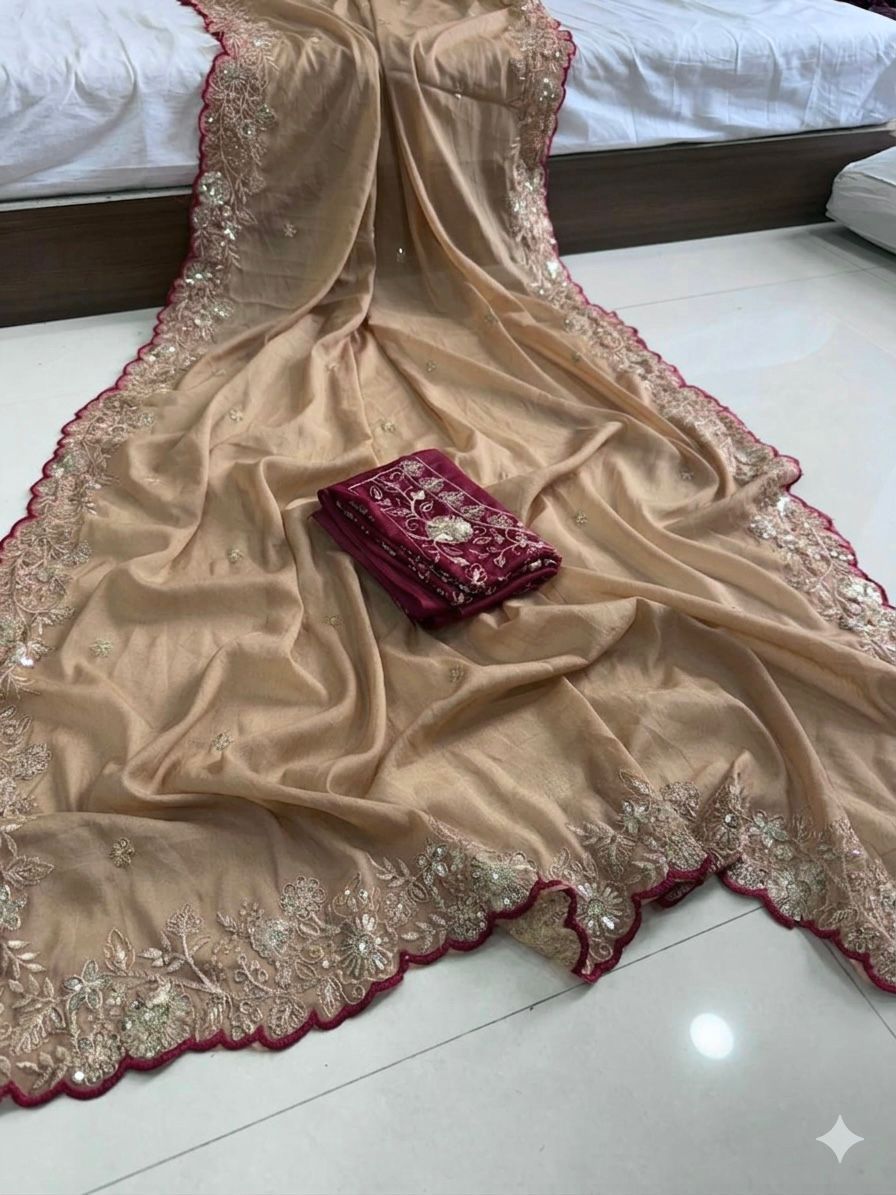 Star Georgette Sequence Work Saree