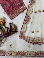 Soft Crunchy Beautiful Aplic work Saree
