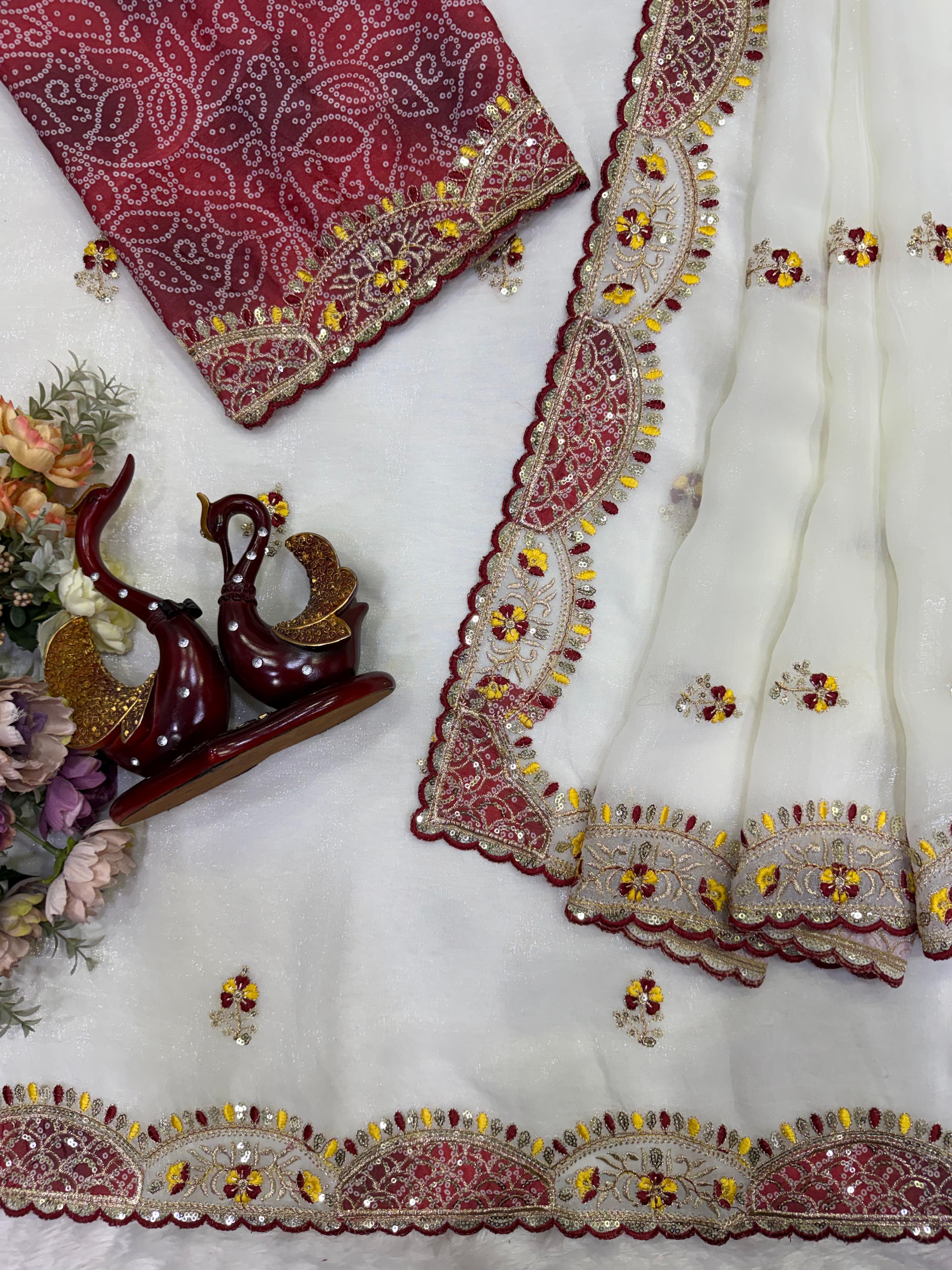 Soft Crunchy Beautiful Aplic work Saree