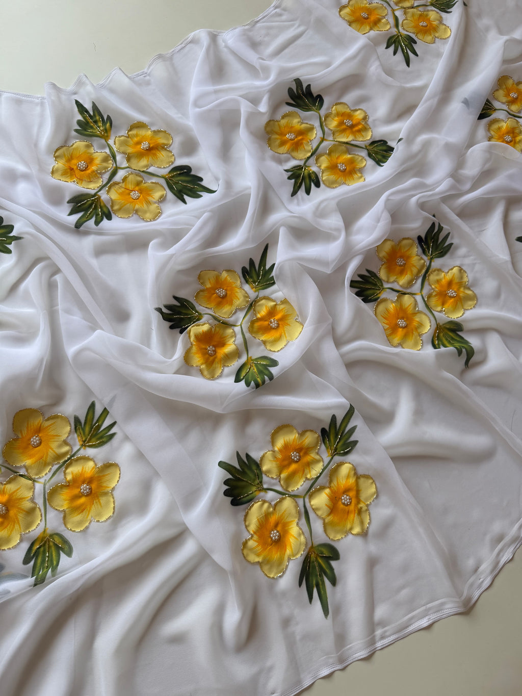 Soft Pure Georgette Handwork Sarees