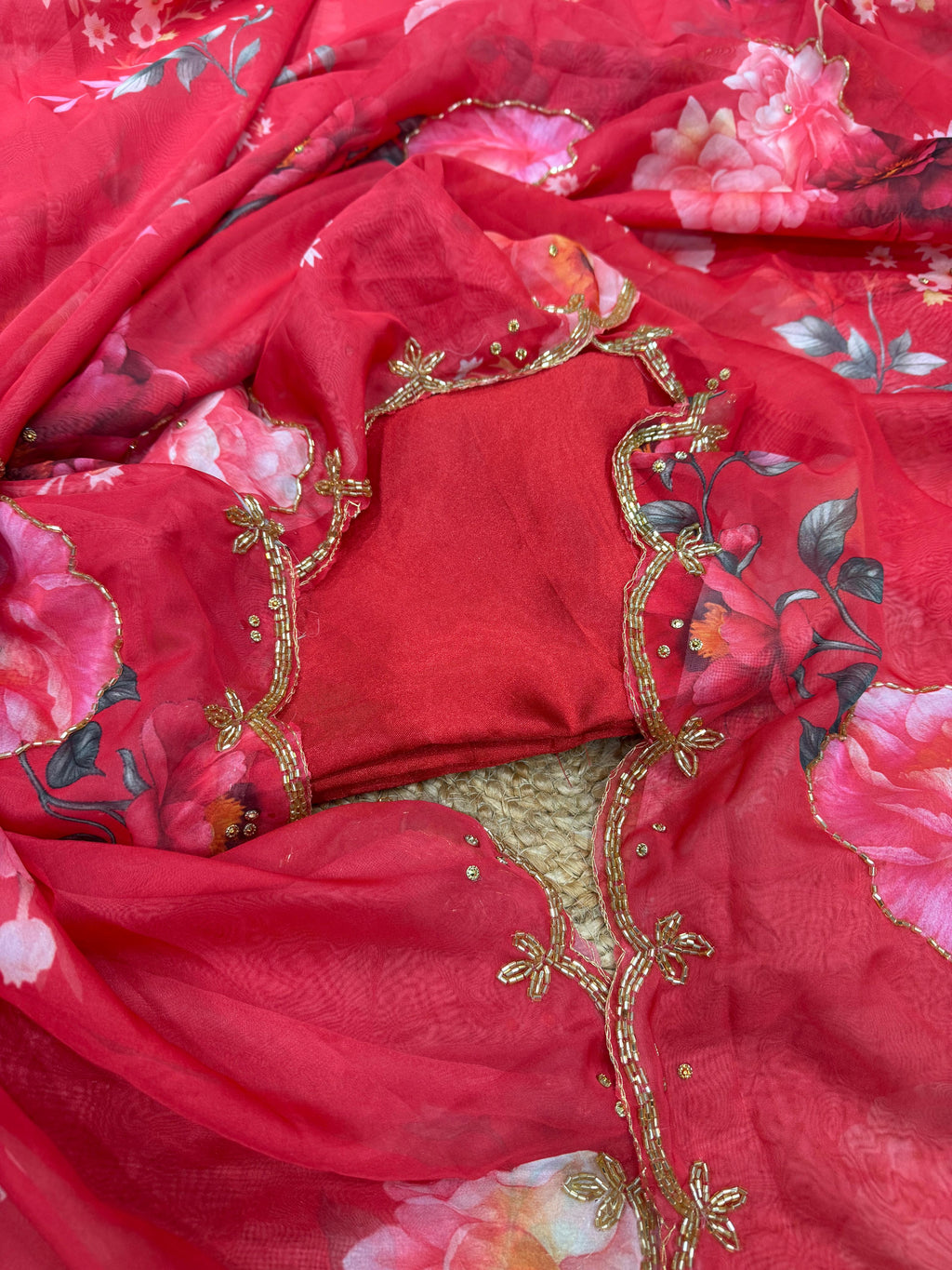 FLORAL HAND PRINTED SAREE