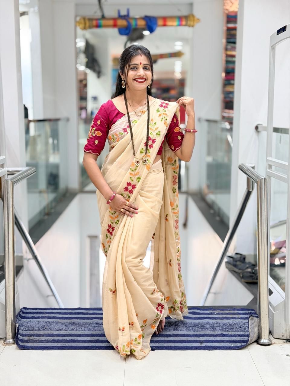 Saffron Shining Georgett Fabric Saree