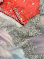Soft Satin Organza Lehariya Print  Saree