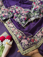 Soft Rangoli Silk Fabric Purple Saree