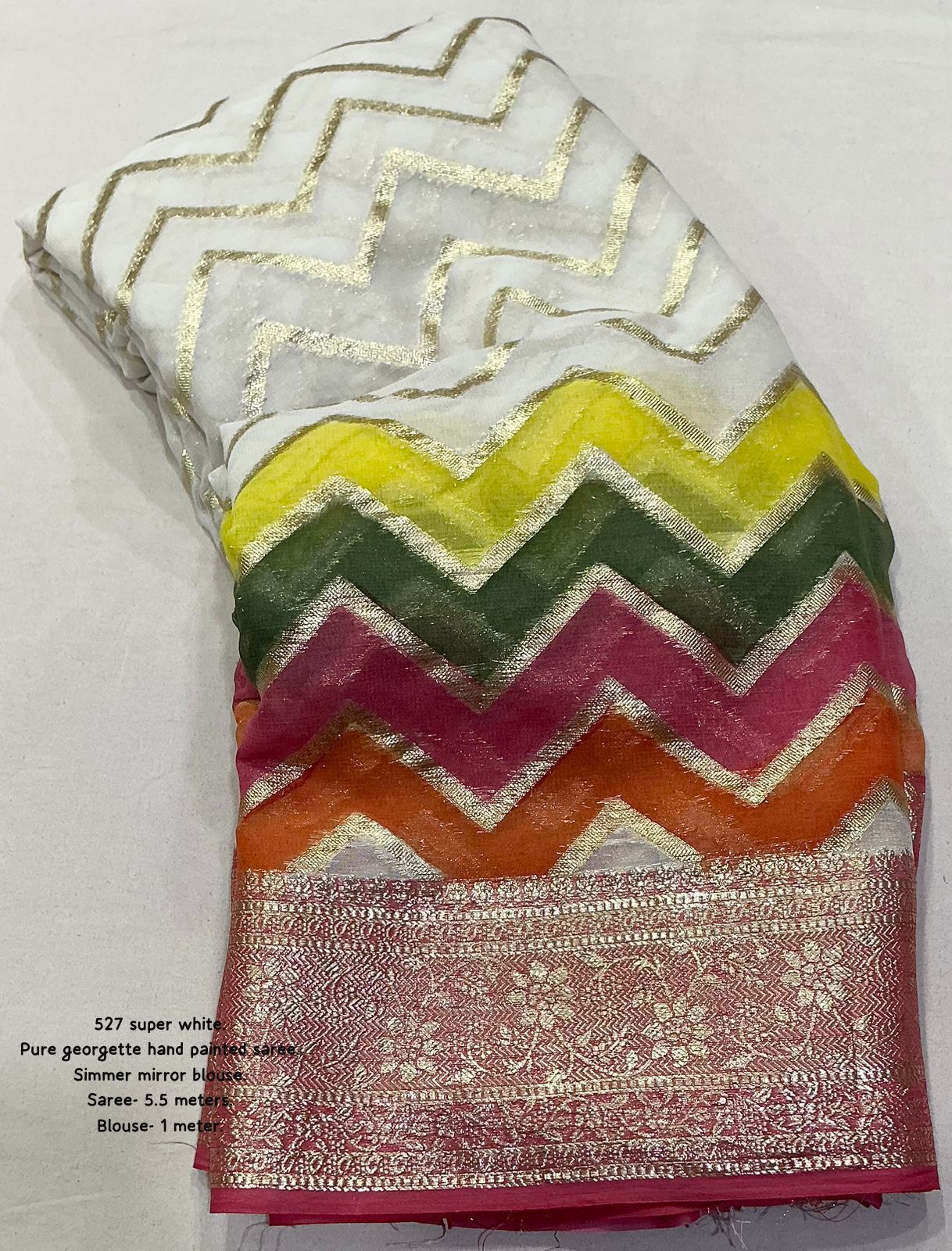 New Premium Hand Painted Pure Georgette Saree