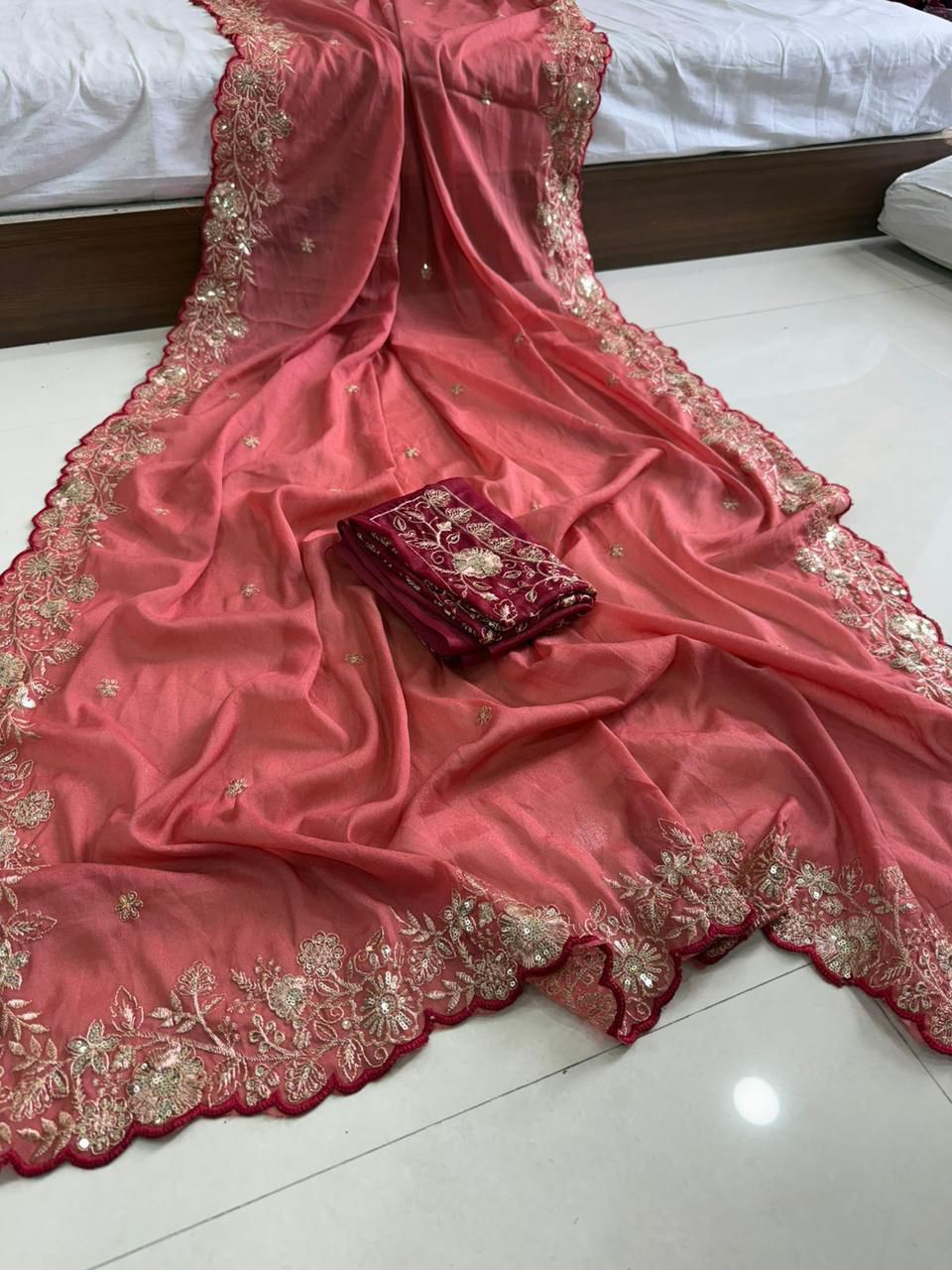 Star Georgette Sequence Work Saree