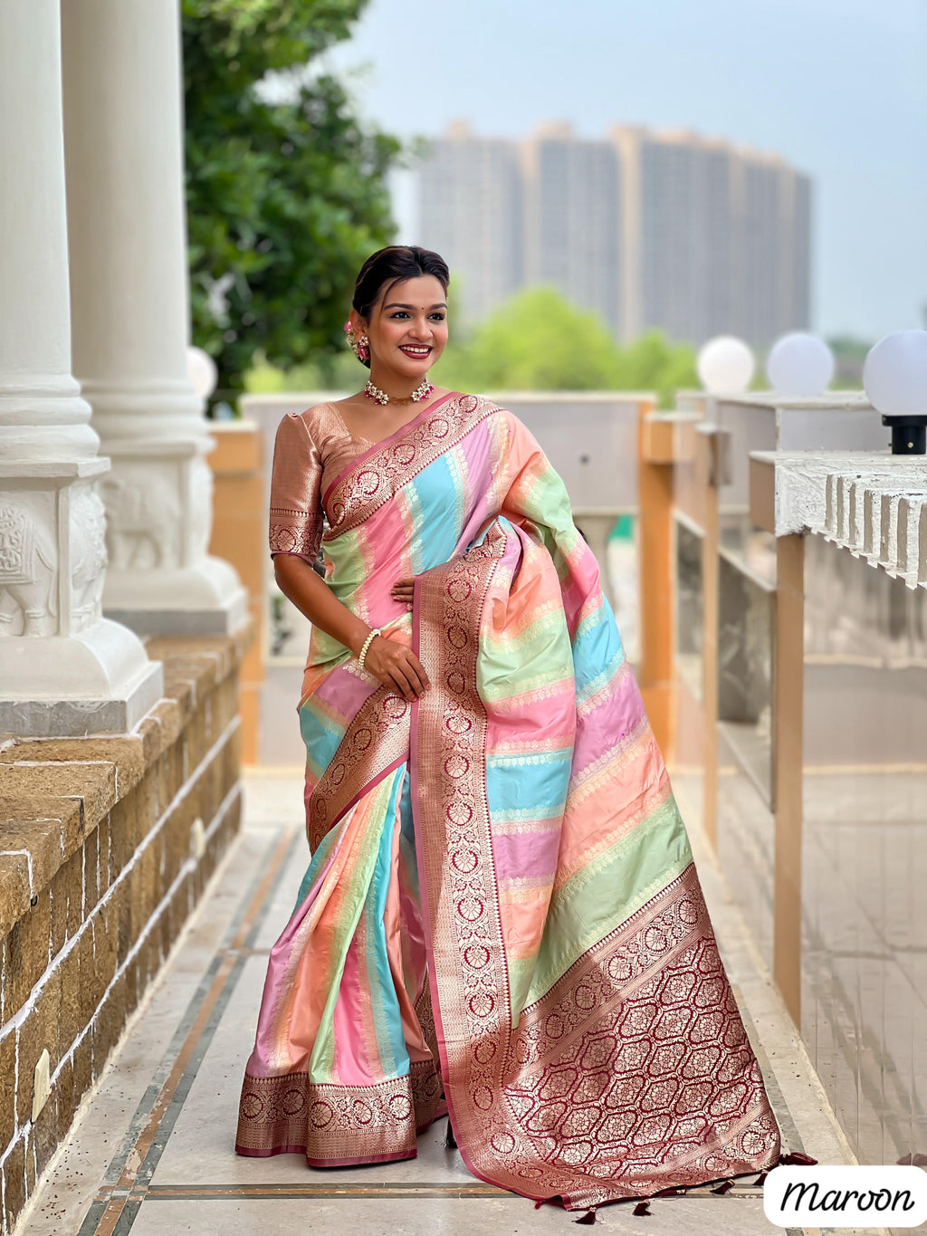 Soft Banarasi Multi Color Saree