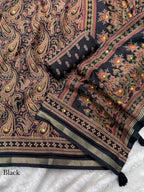 Ajrakh Print Mirror Work Saree