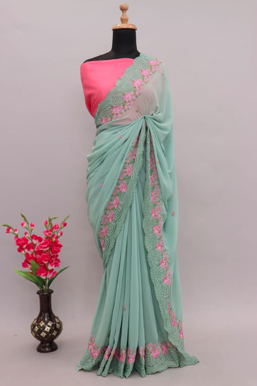 Embroidery Work Georgette Saree