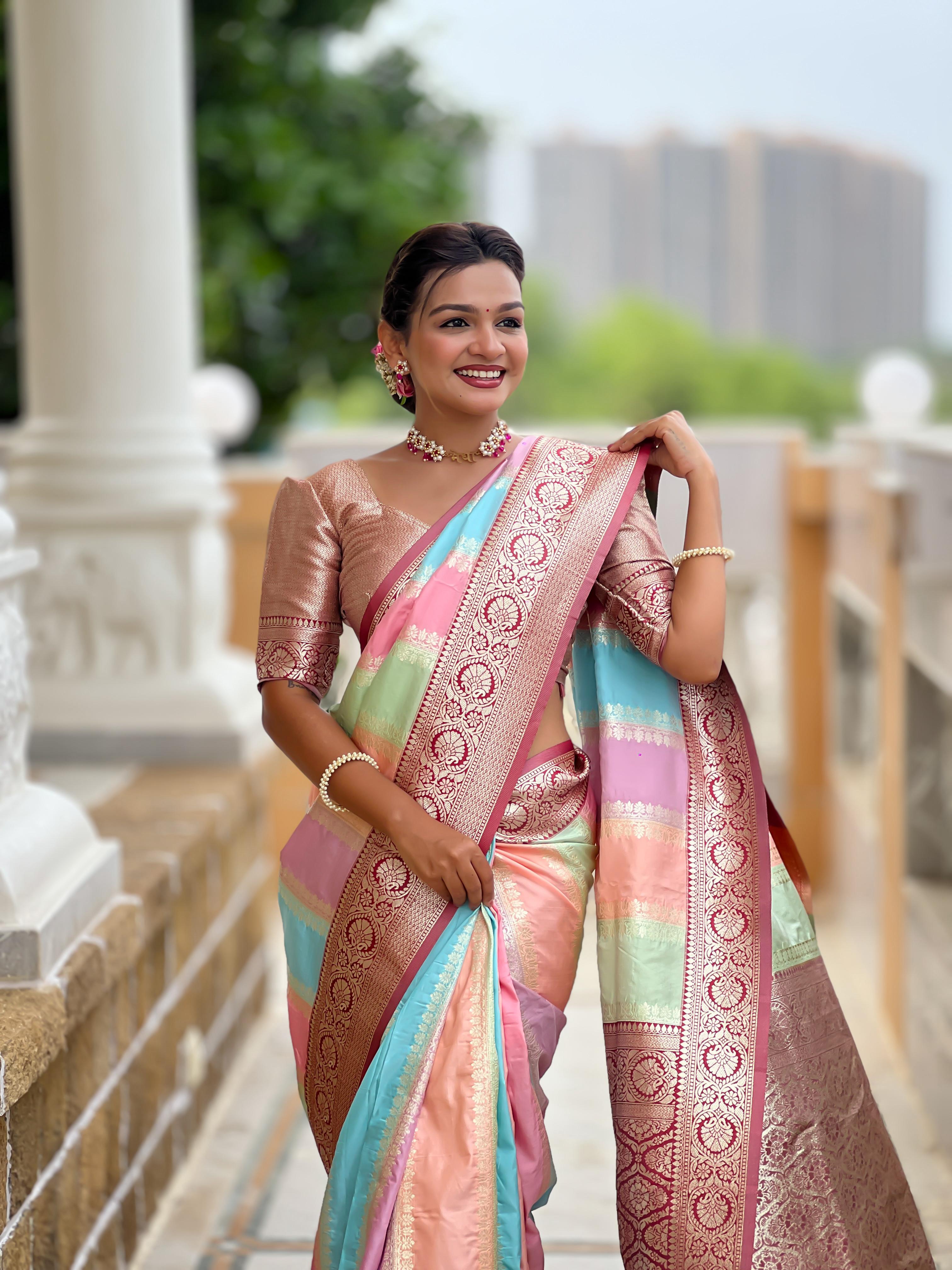 Soft Banarasi Multi Color Saree