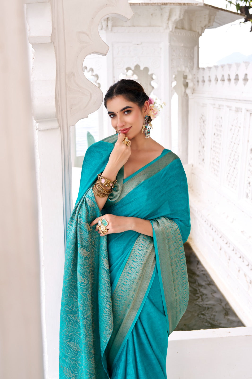 ZARI WEAVING CHINON SAREE