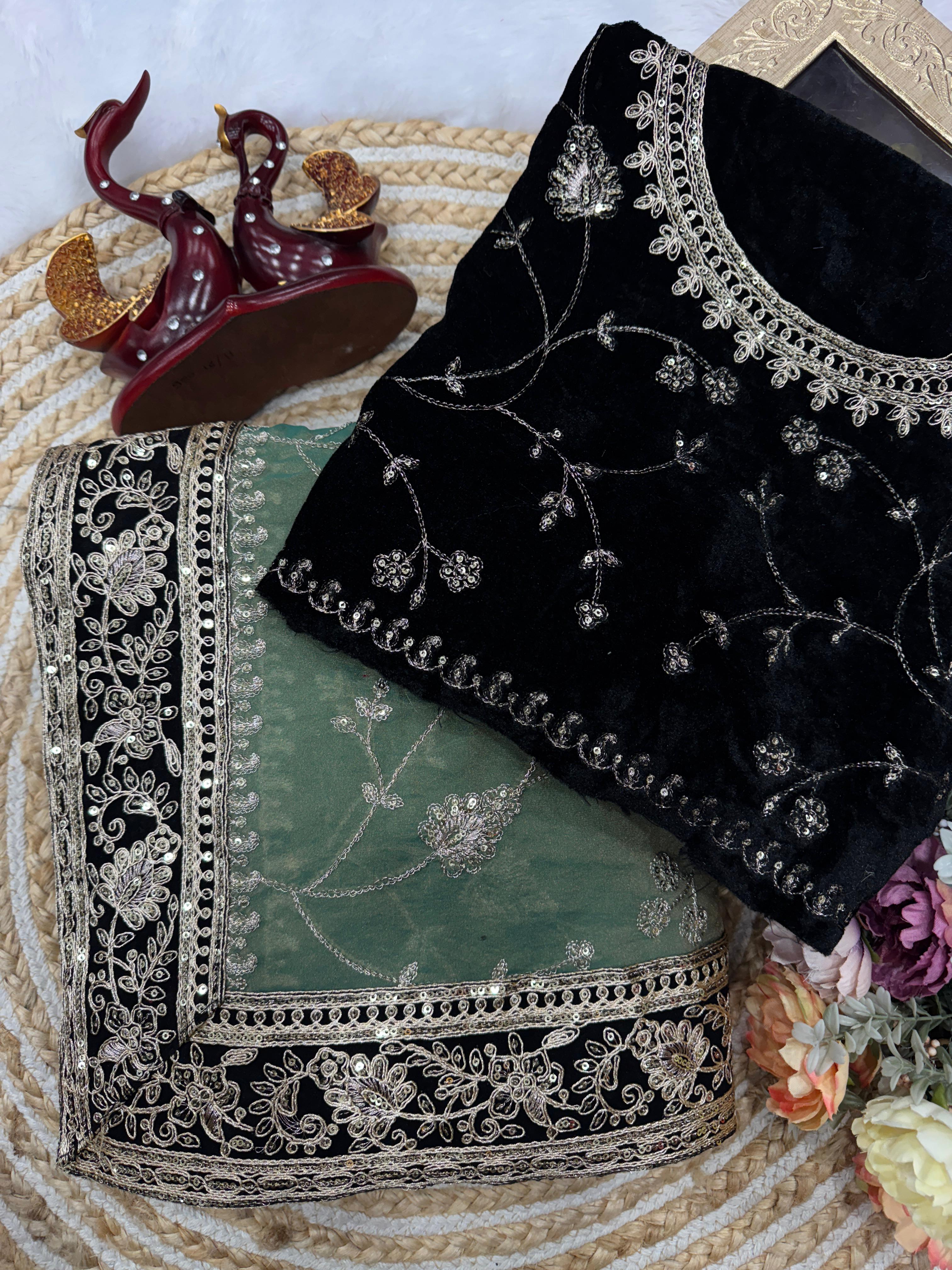 Wedding Special Mosa Silk  Embroidery Saree