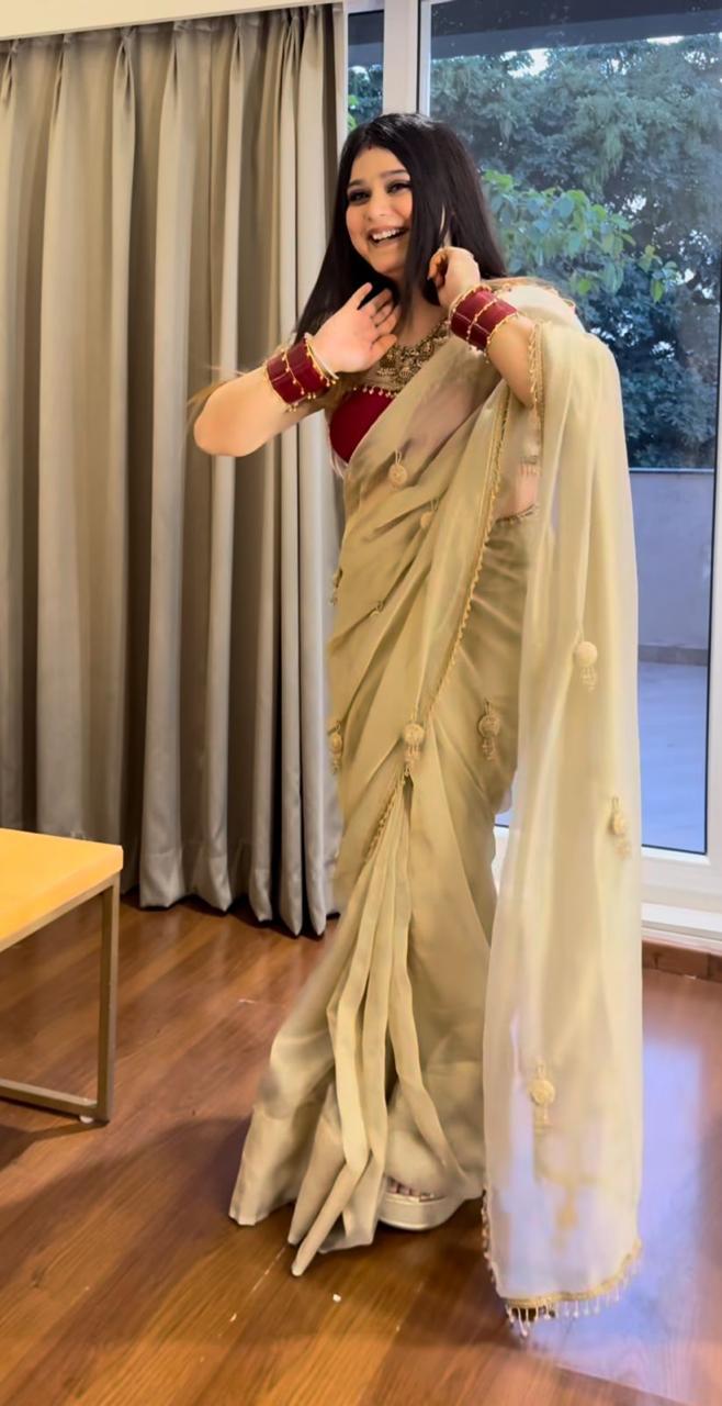 Gold Satin Saree